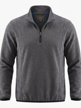VTG 1946 Washed Stoned Beaten Mens XL 1/4 Zip Pullover Fleece Sweater Gray